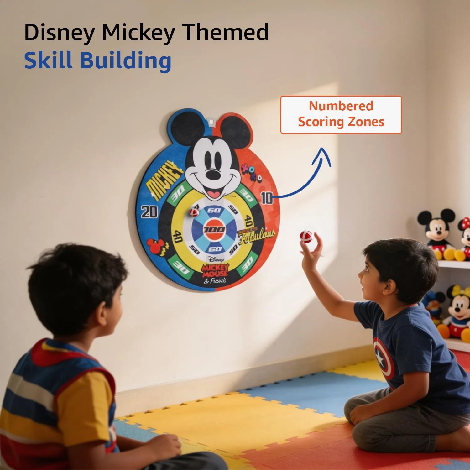 Mickey Sticky Dart Board | Sticky Balls Detail