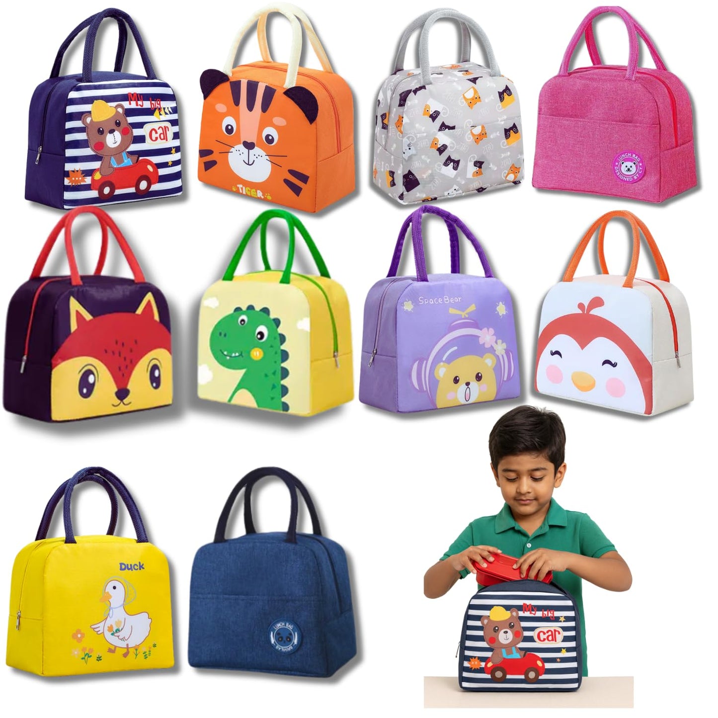 TIPTOP Mini Insulated Lunch Bag for Kids School Tiffin ( Assorted ) - Best For Return Gifts
