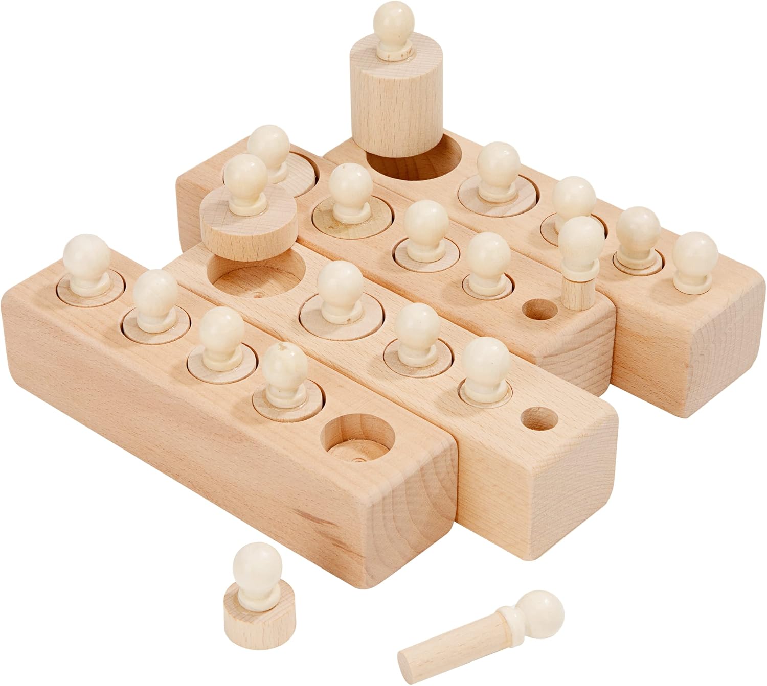TIPTOP Montessori Wooden Cylinder Sorting Game: Educational Puzzle Blocks for Toddlers