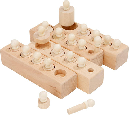 TIPTOP Montessori Wooden Cylinder Sorting Game: Educational Puzzle Blocks for Toddlers