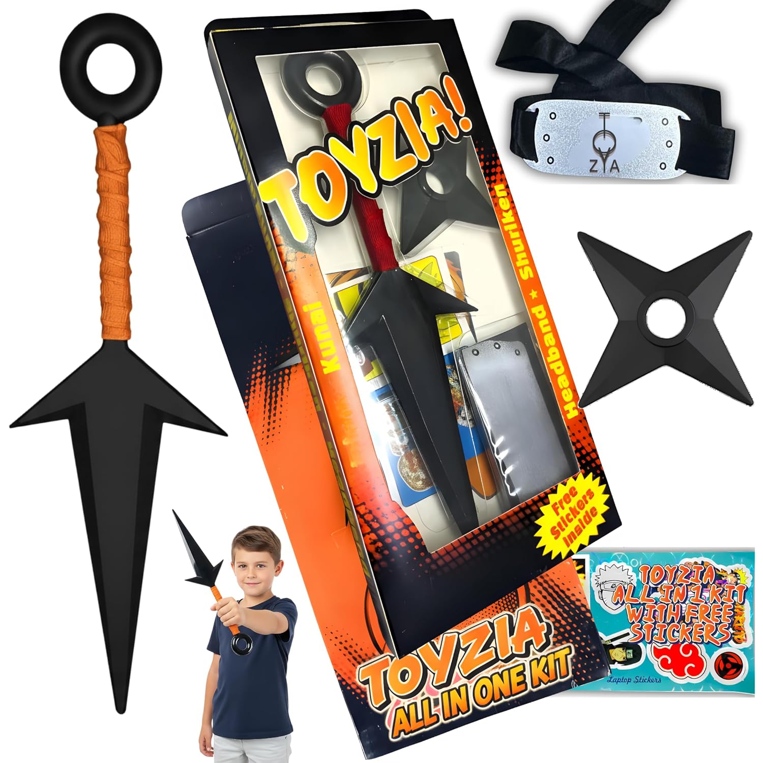 TIPTOP Naruto Ninja Cosplay Kit with Headband Kunai and Shuriken