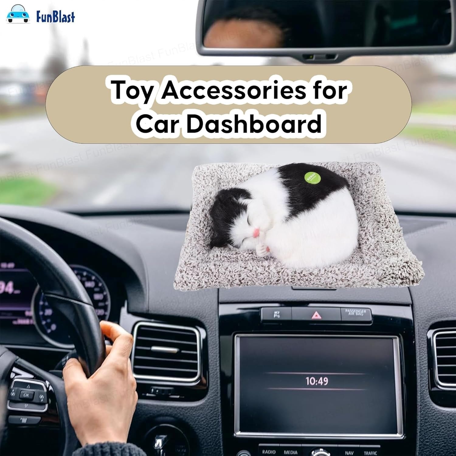 TIPTOP Sleeping Cat Plush Toy | Dashboard Decor View