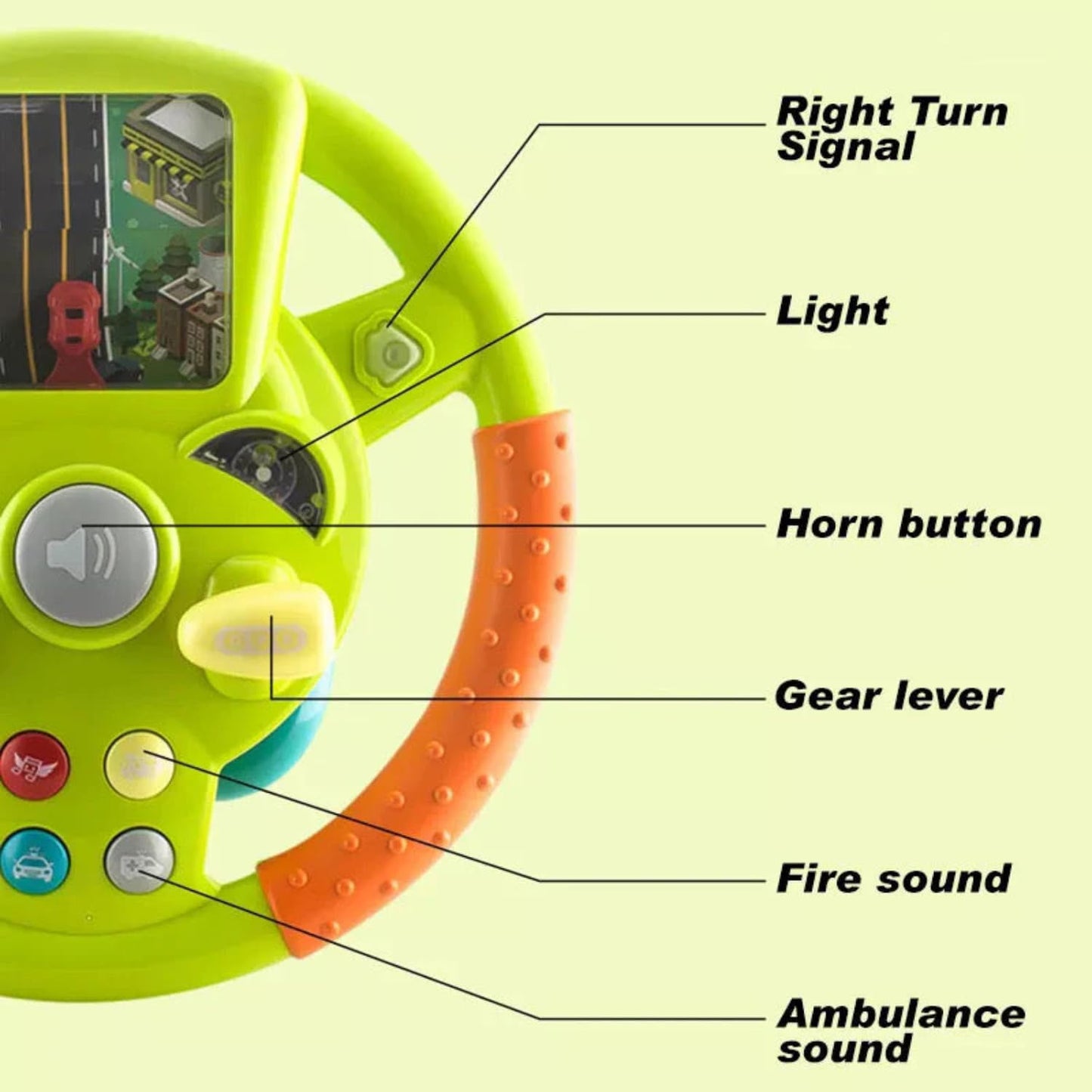 Steering Wheel Toy | Siren Sounds Detail