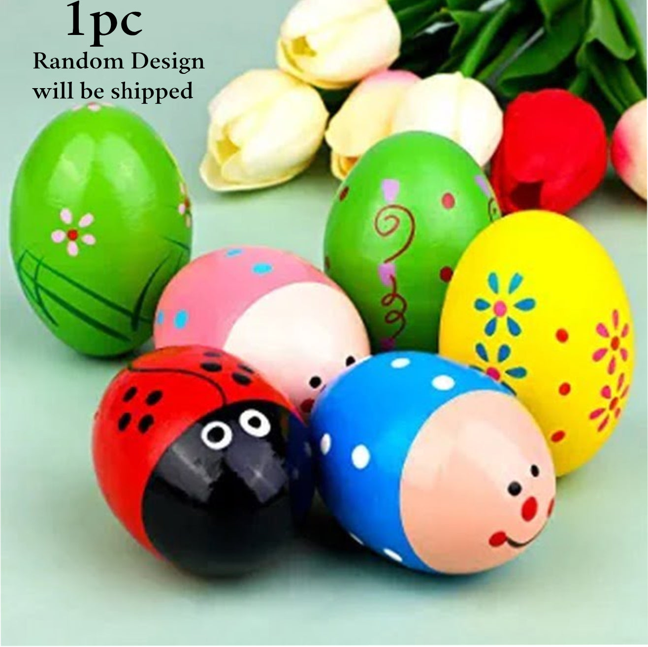 TIPTOP Vibrant Wooden Egg Shaker Rattle Toy, Develops Fine Motor Skills & Rhythm