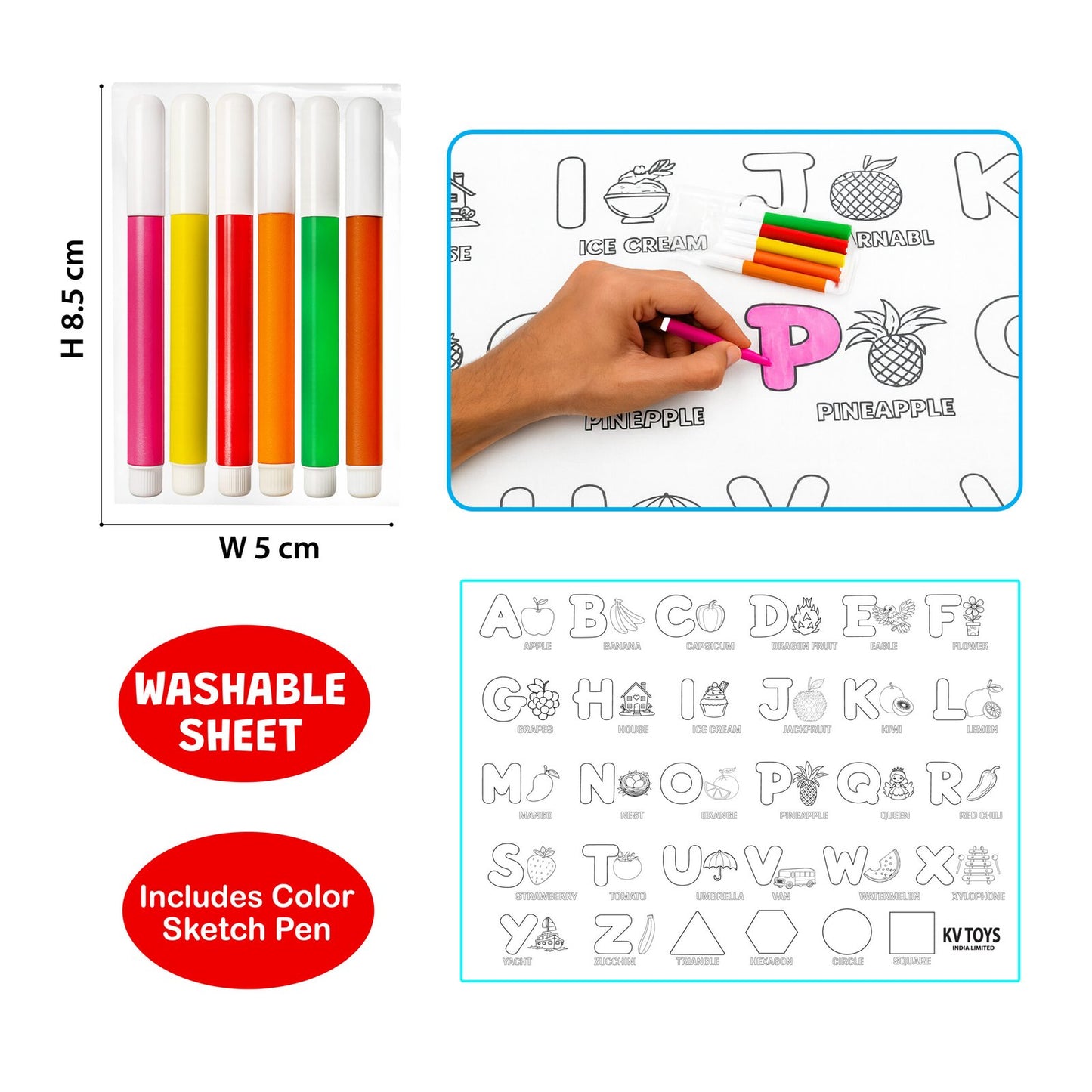 Washable Colouring Mat | Pens Detail