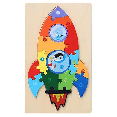 TIPTOP Wooden 3D Spaceship Shape Sorter | Montessori Learning Toy
