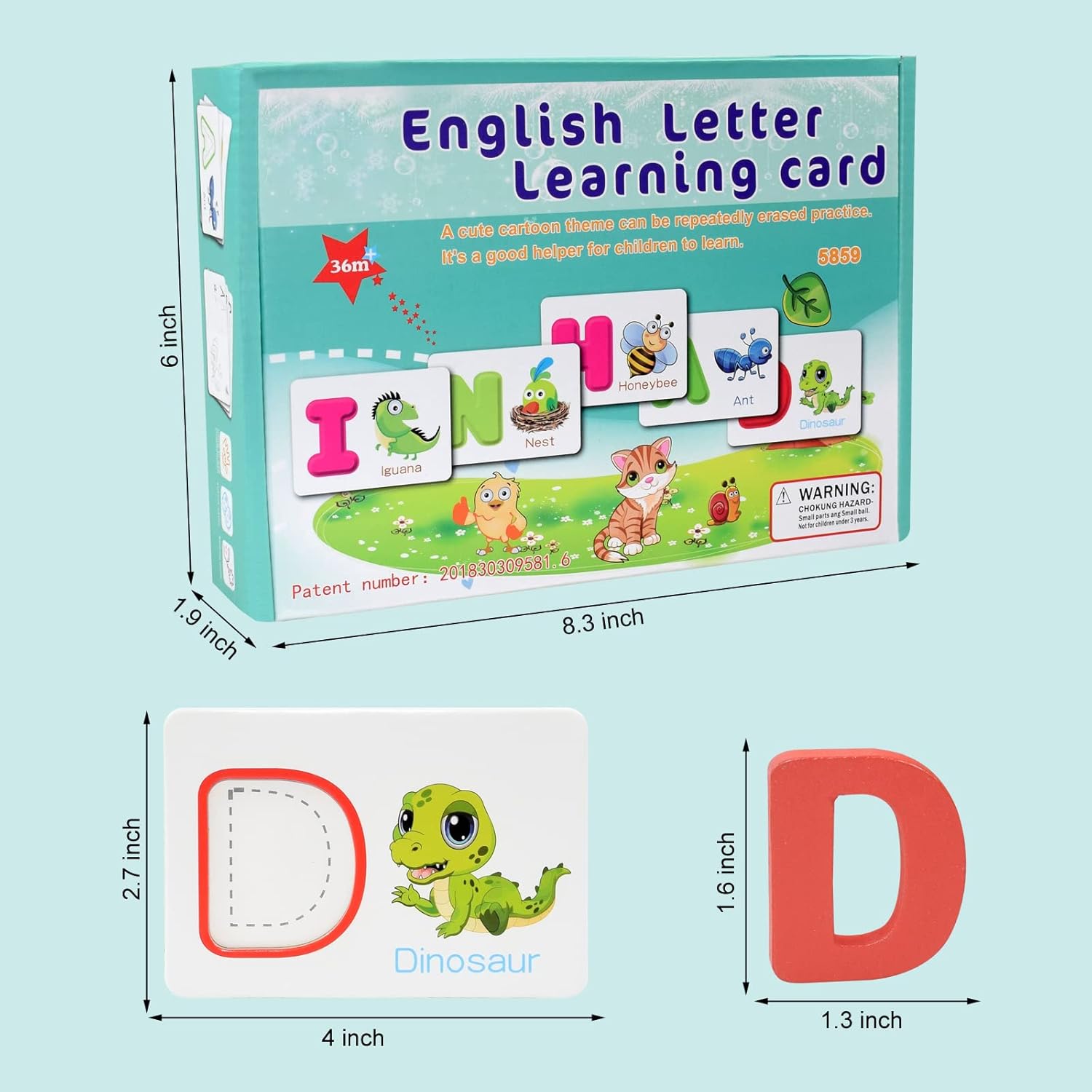 TIPTOP Alphabet Spelling Flash Cards | Size Reference