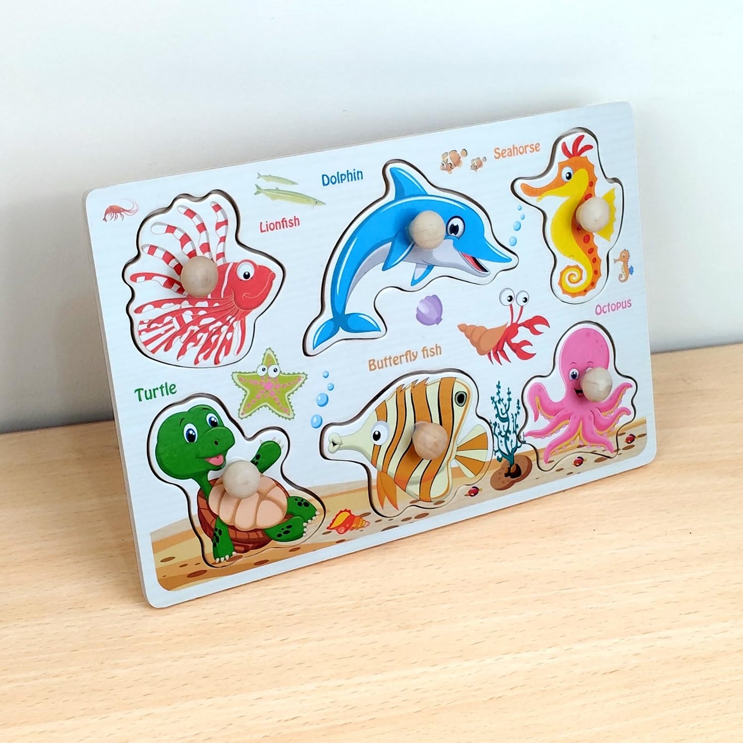 TIPTOP Wooden Aquatic Animal Peg Puzzle (2) | Educational Knob Game