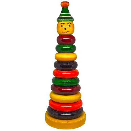 TIPTOP Wooden Colourful Ring Stacker (10 Rings) – Fun & Educational Toy I Safe & Durable I Fine Motor Skills Development I Perfect for Toddlers I Compact & Lightweight ( 1 pcs - Random Colour )