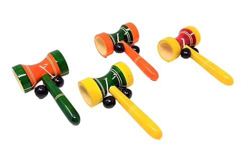 TIPTOP Wooden Damru Rattle Toys for Baby, Infants, New Born Babies ( 1 pcs - Random Colour )