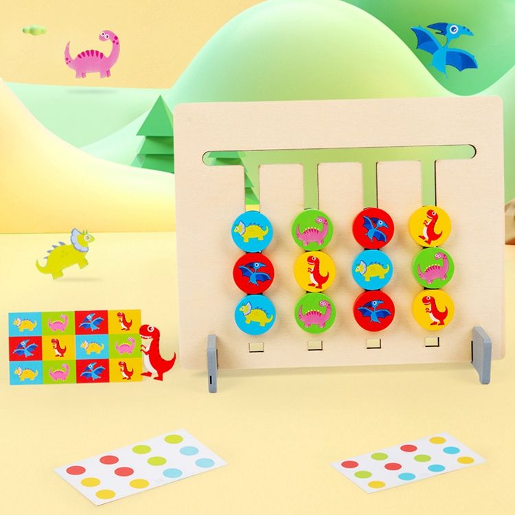 TIPTOP Wooden Dinosaur Chess Logic Game | Brain Teaser Four Color