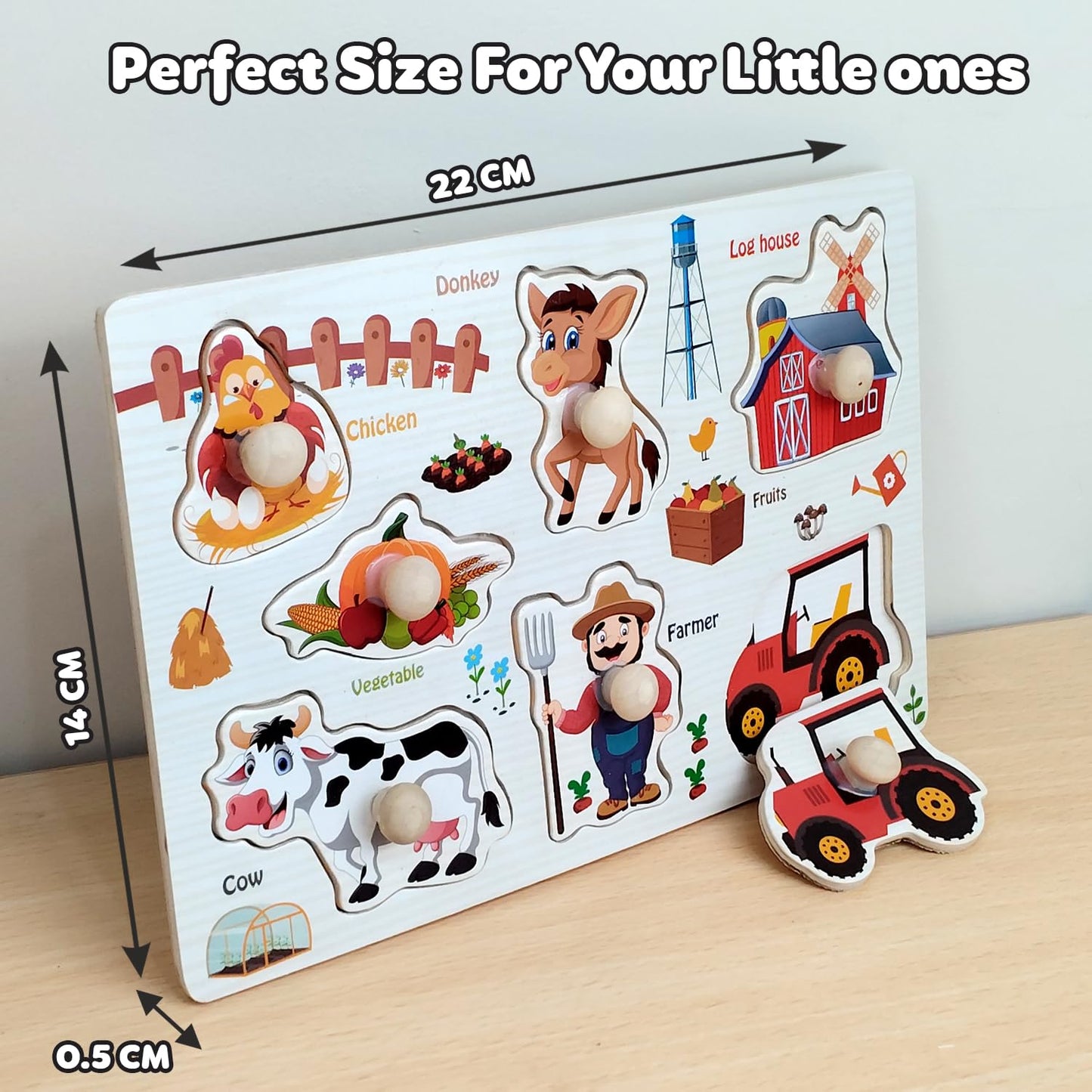 TIPTOP Farm Animal Peg Puzzle | Size Reference