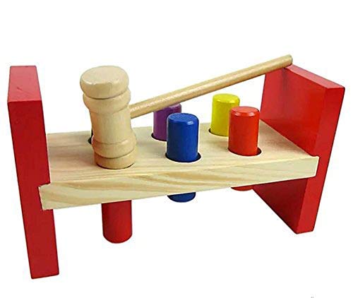 TIPTOP Wooden Pounding Bench Toy: Mallet & 6 Pegs for Toddlers' Fun Development