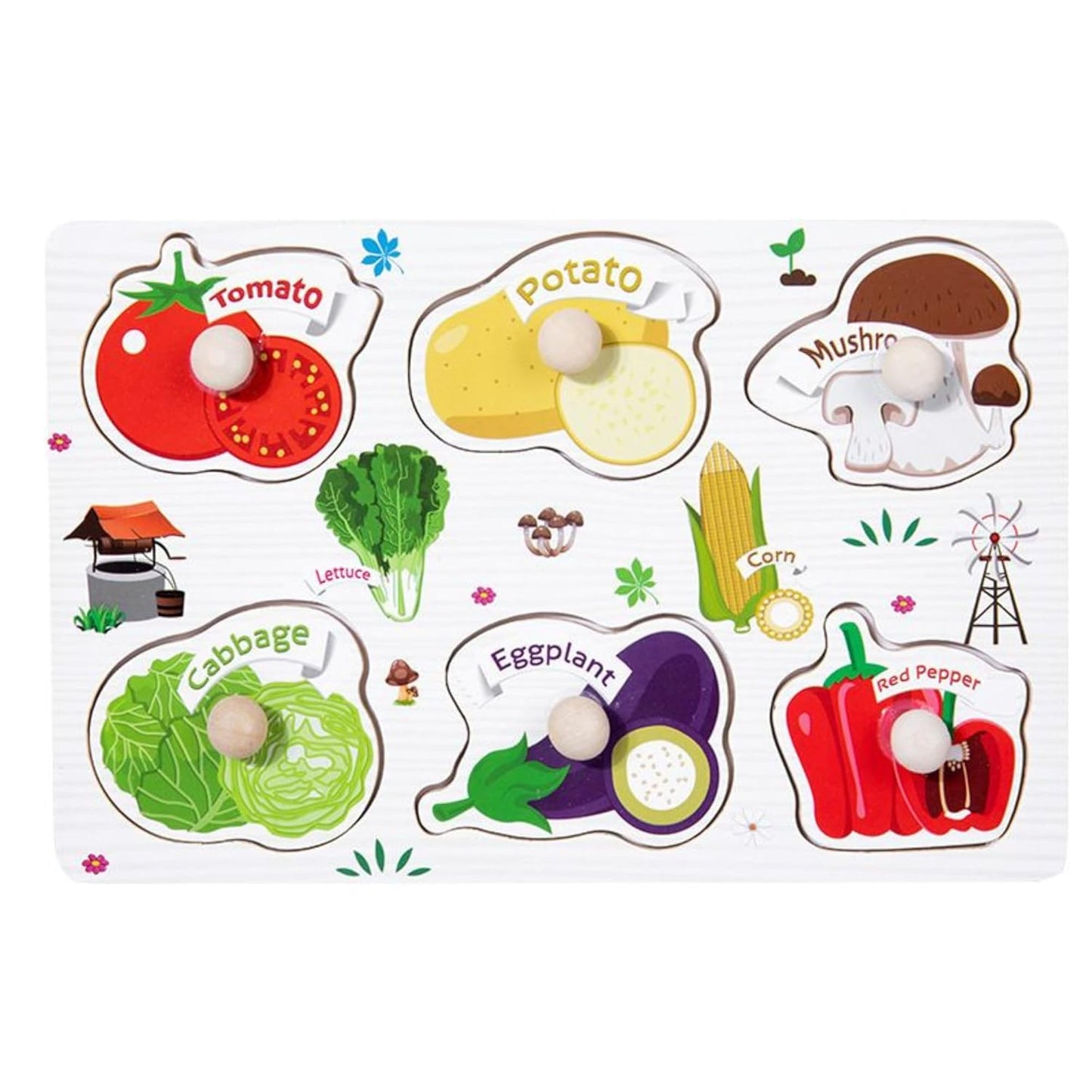 TIPTOP Wooden Puzzle Animals Vegetables Vehicles | Educational Toddler Toy