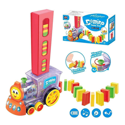 TipTop Automatic Domino Train Toy: Sound, Light, Colourful Brick Laying Fun, STEM Learning, Fine Motor Skills & Creativity