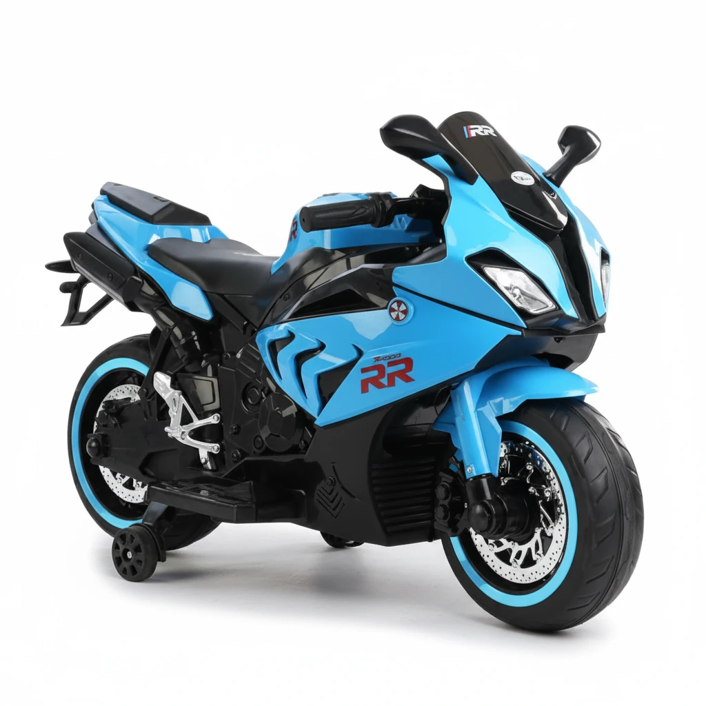 Toy House Battery Operated Ride-On Bike for Kids - B018-Blue