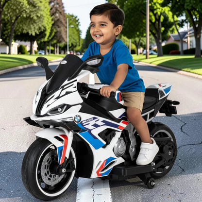 Toy House Battery Operated Ride-On Bike for Kids - B022-White