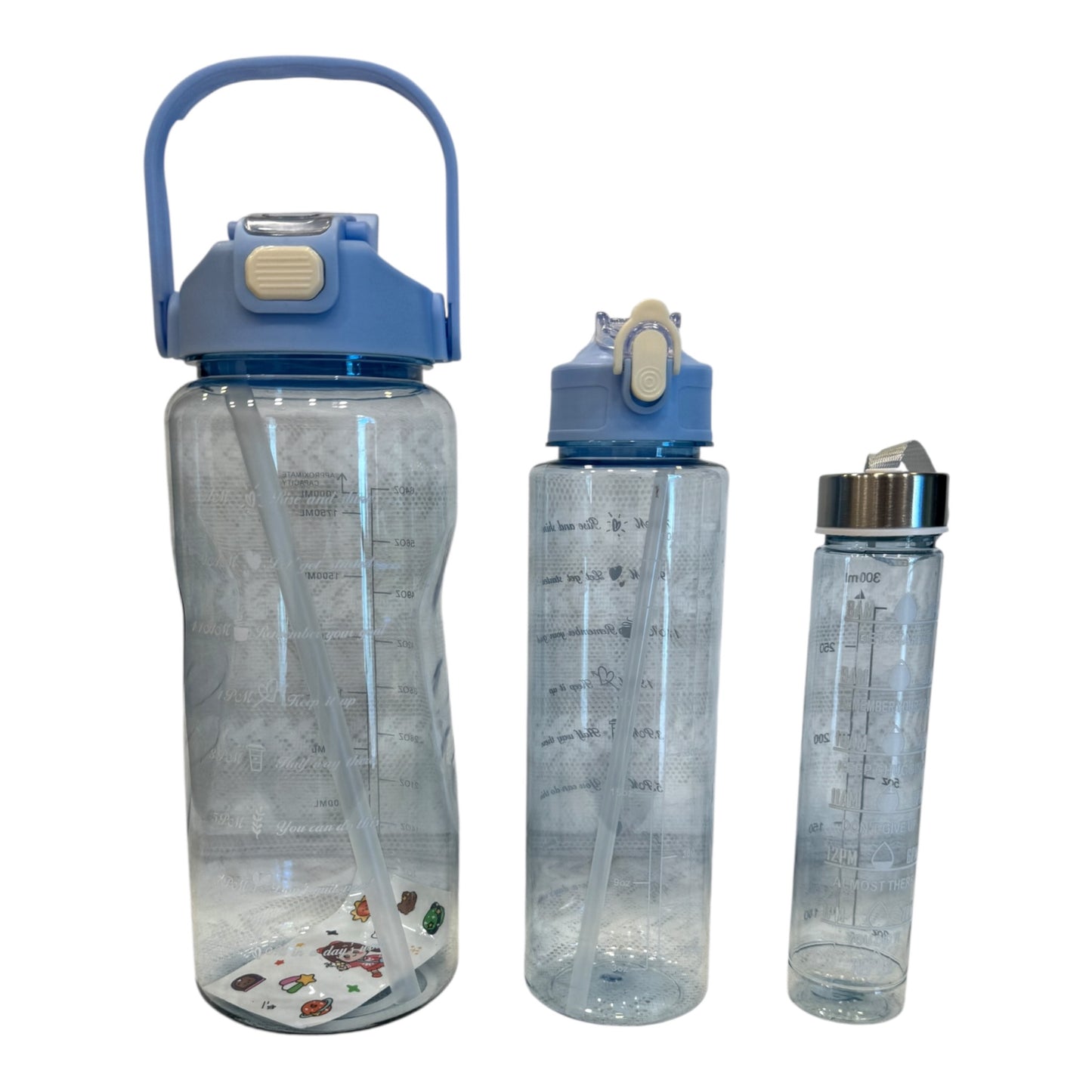 Transparent Water Bottle Set | Size Reference