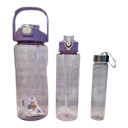 Transparent Motivational Water Bottle 3-Piece Set | 2000ml 630ml 270ml