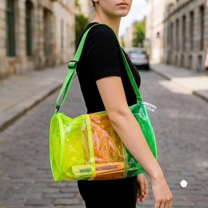 Transparent Multicolor Neon Jelly Duffle Bag for Adults
