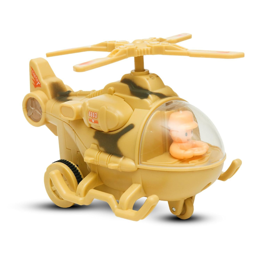 Trendy Mini Plastic Helicopter Toy with Push and Go Action