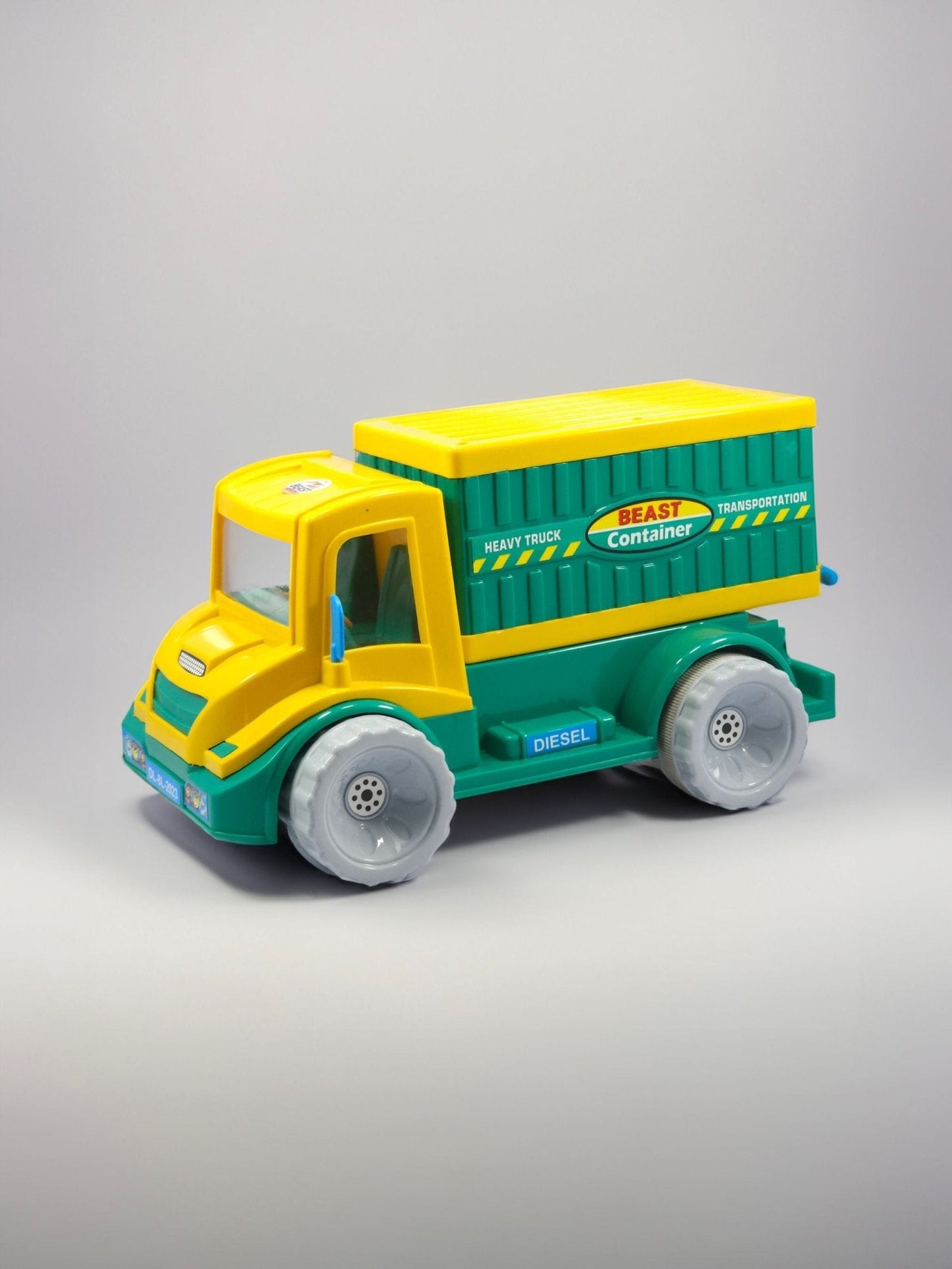 UA BEAST CONTAINER Friction Toy Truck for Kids - Yellow & Green Push-and-Go Vehicle