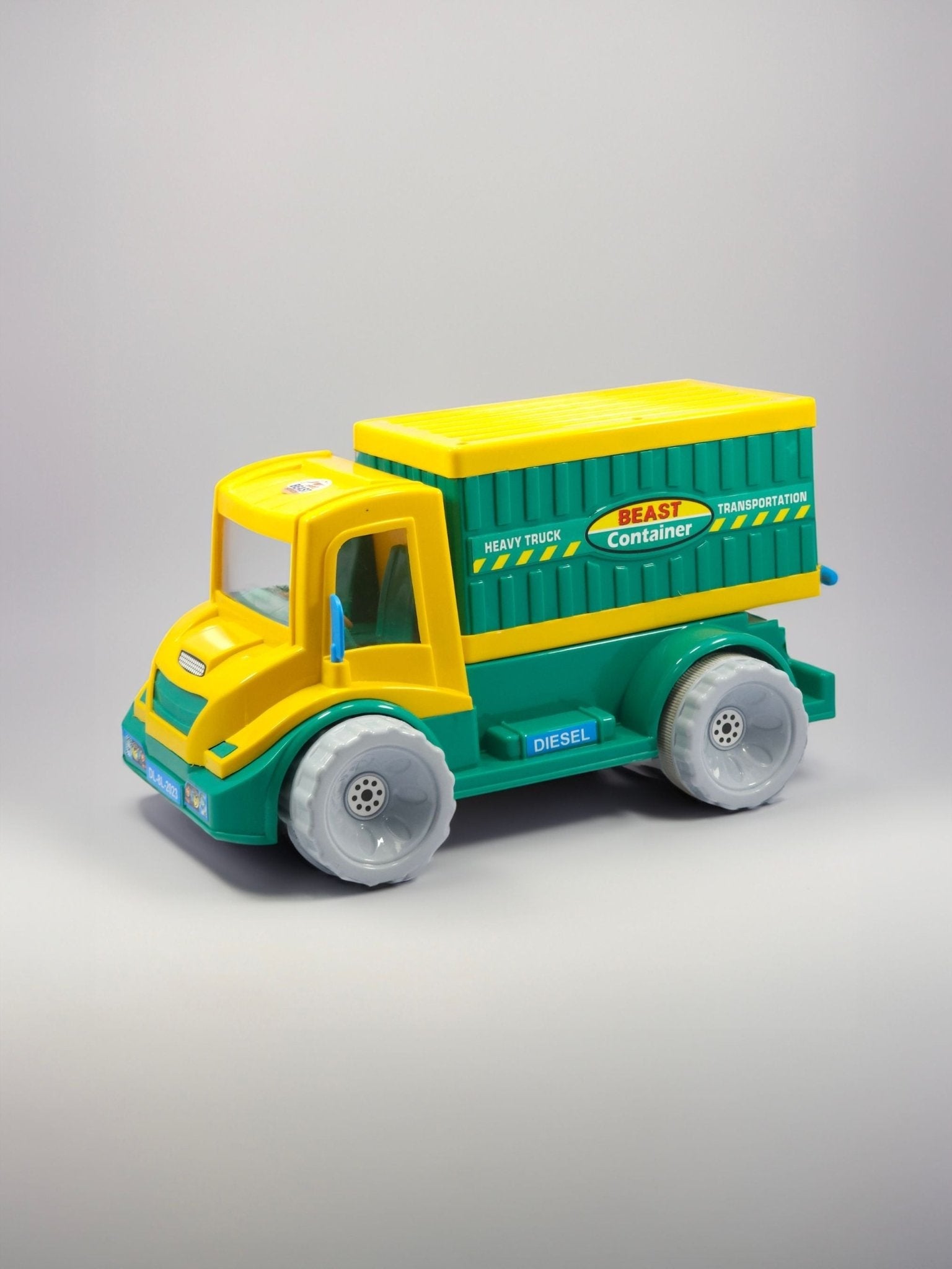 UA BEAST CONTAINER Friction Toy Truck for Kids - Yellow & Green Push-and-Go Vehicle