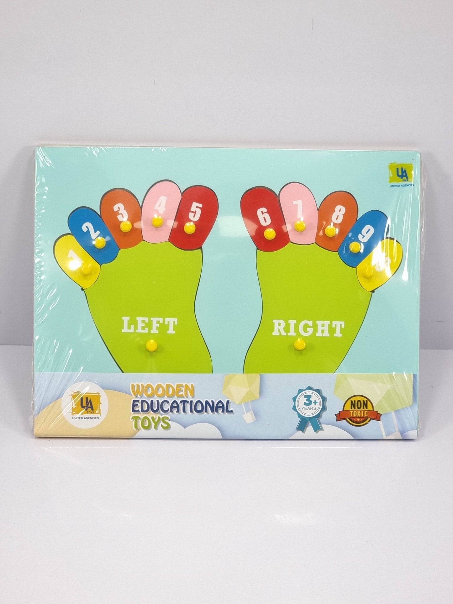 UA Engaging Double Feet Wooden Puzzle - Learn Numbers & Directions, Montessori Style