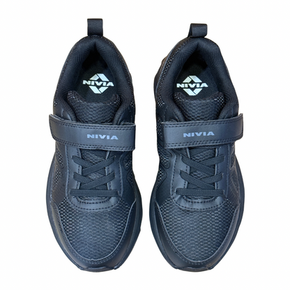 Nivia Velcro School Shoes for Boys & Girls Black