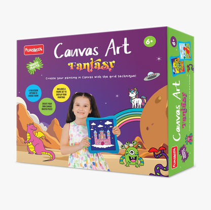 Funskool Canvas Art Fantasy Kit: Easy Grid Painting for Kids with Frame
