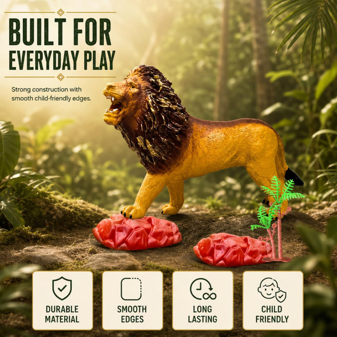 ZESTHOME Big Size Wild Forest Lion Animal Toy for Kids 3+ | Realistic Jumbo Zoo Animal Toy | Jungle Janwar Action Figurine for Boys & Girls | Best Birthday Gift | Attractive Décor & Educational Item