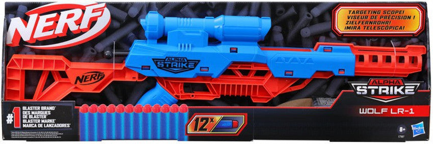 Nerf Alpha Strike Wolf LR-1 Blaster: Targeting Scope, 12 Elite Darts, Pump Action Fun