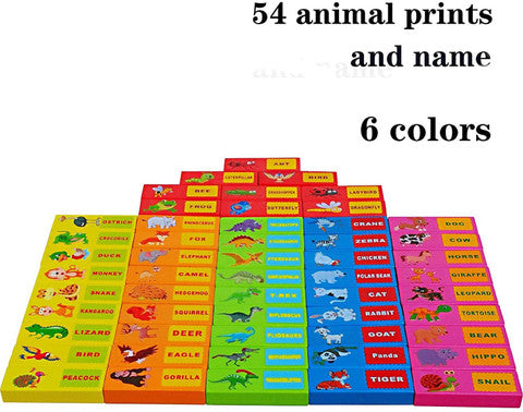 IndusBay 54-Piece Animal Cartoon Wooden Stacking Tower Game for Kids