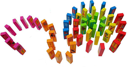 IndusBay 54-Piece Animal Cartoon Wooden Stacking Tower Game for Kids
