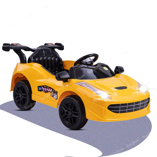 Tip Top Baby Toy Car Rechargeable 6V Battery Operated Ride on car for Kids Music Lights with R/C Jeep Children Car Electric (1) Motor Car Kids Cars Racing Car for Boys & Girls Age 1-4 Years Old (Yellow) Car Battery Operated Ride On (Yellow)