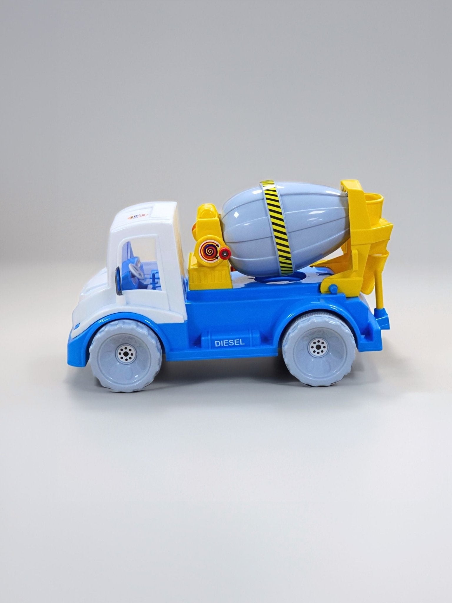 Durable Friction Power Toy Cement Mixer Truck for Kids, Rotating Drum