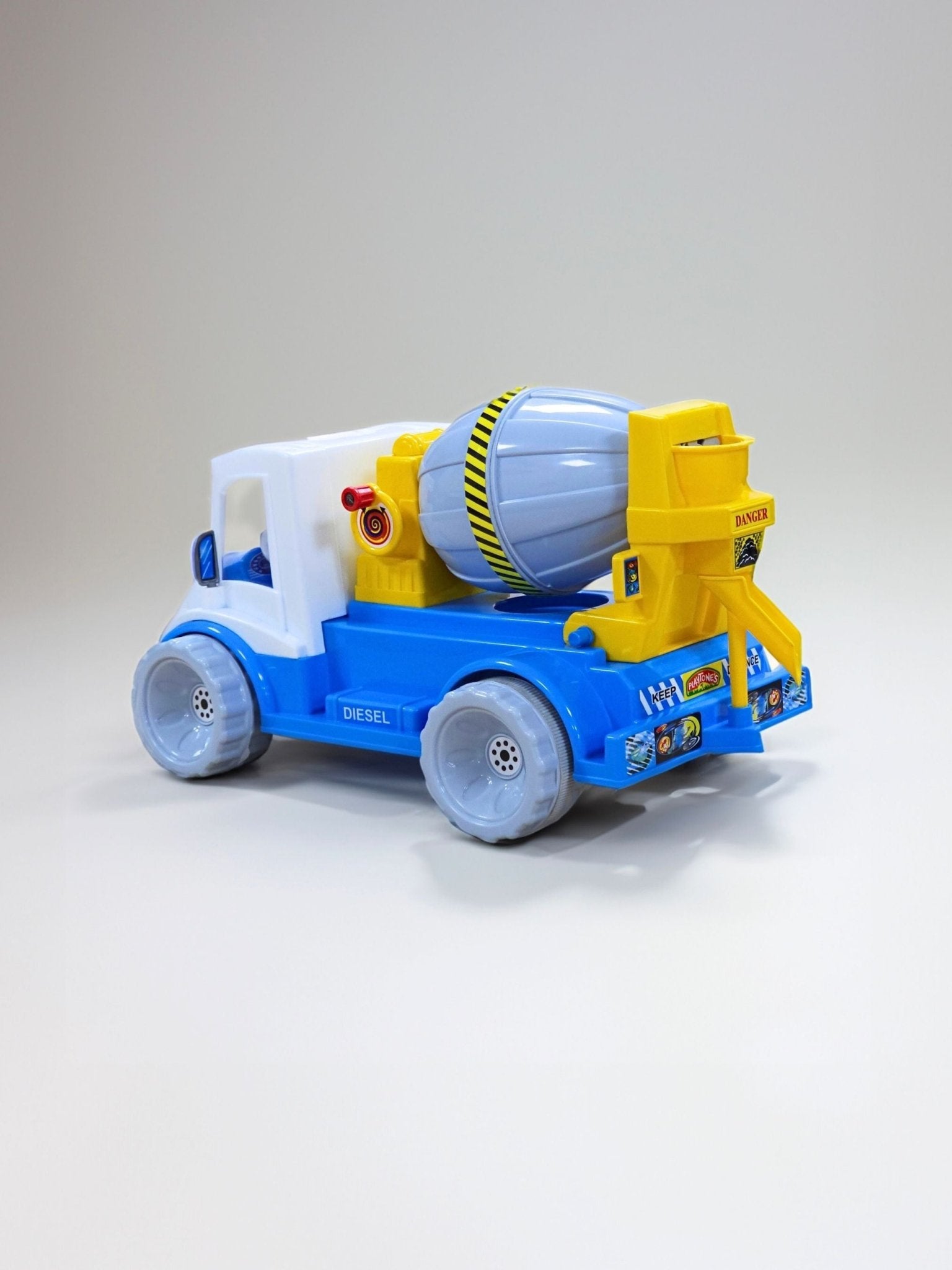 Durable Friction Power Toy Cement Mixer Truck for Kids, Rotating Drum