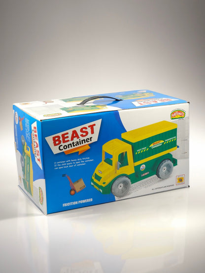 BEAST CONTAINER Friction Toy Truck for Kids - Yellow & Green Push-and-Go Vehicle