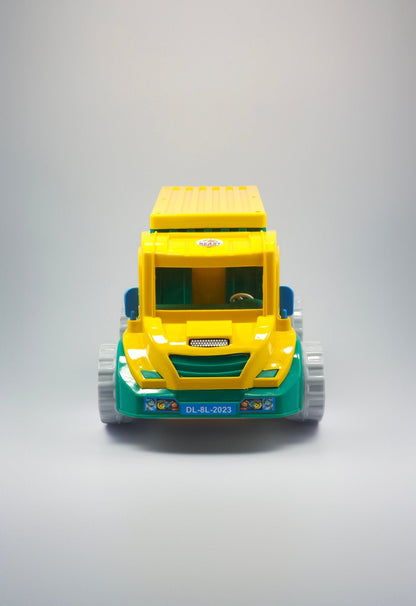 BEAST CONTAINER Friction Toy Truck for Kids - Yellow & Green Push-and-Go Vehicle