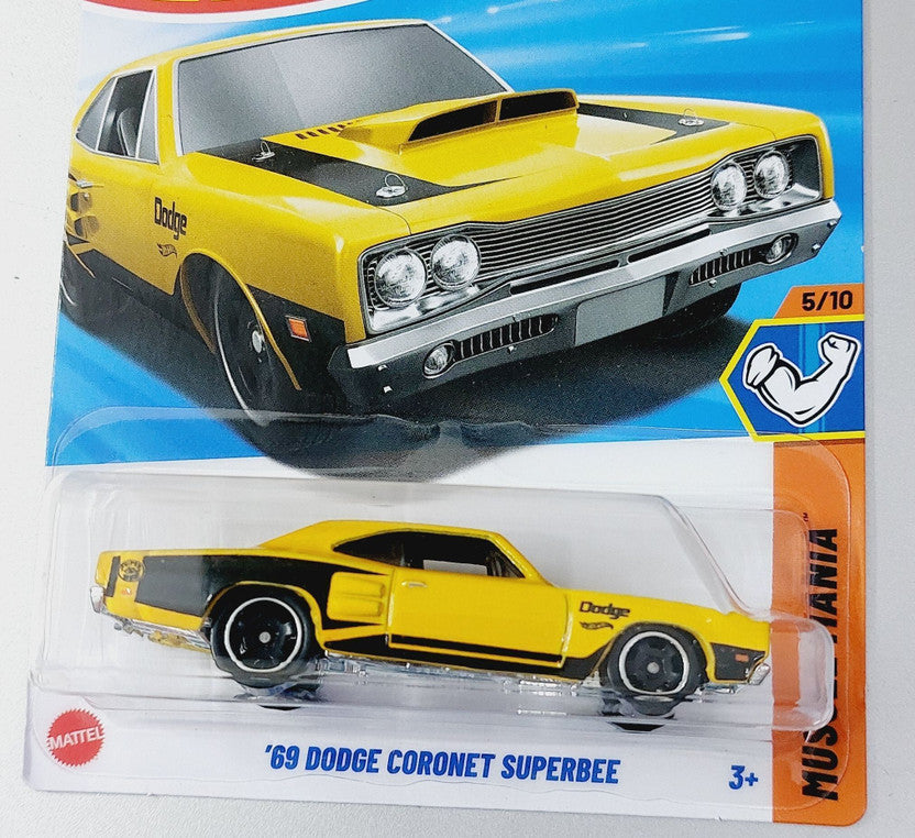 Hot Wheels Dodge Coronet Superbee Muscle Mania Yellow Die-Cast Racing Car