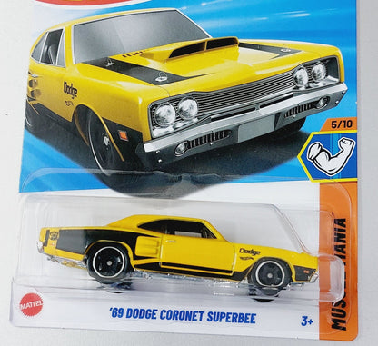 Hot Wheels Dodge Coronet Superbee Muscle Mania Yellow Die-Cast Racing Car