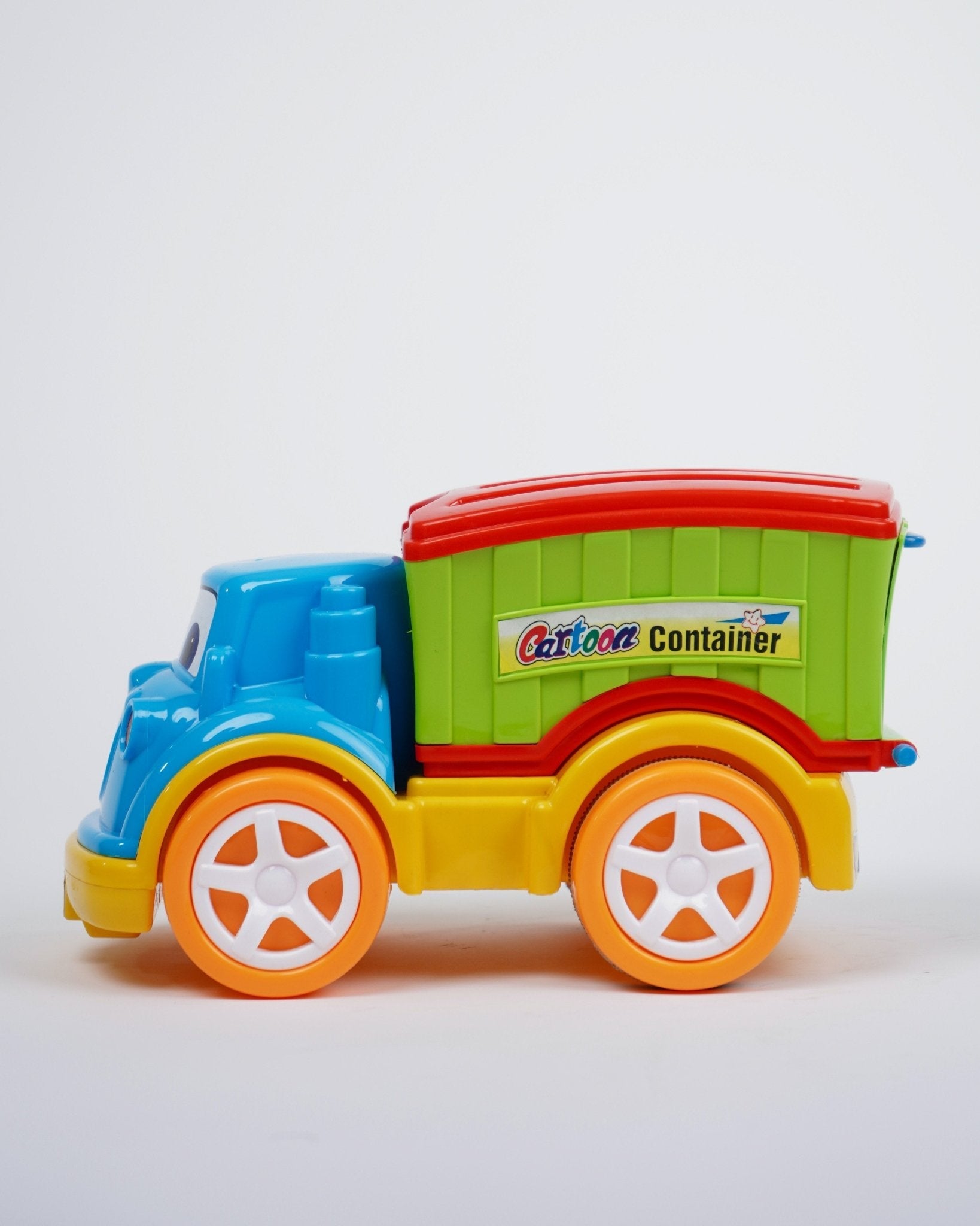 Colorful Friction Toy Container Truck for Kids, Playful Moving Teeth Design