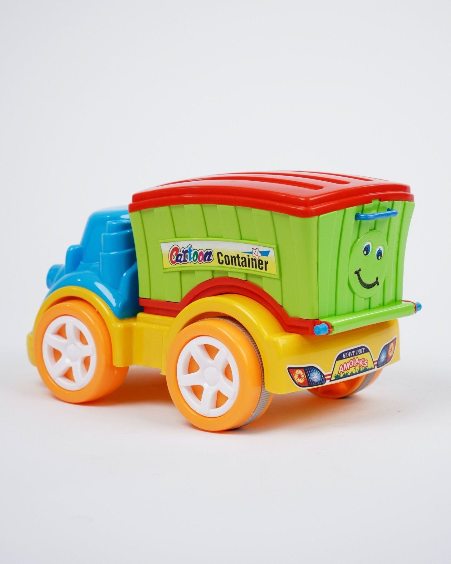 Colorful Friction Toy Container Truck for Kids, Playful Moving Teeth Design