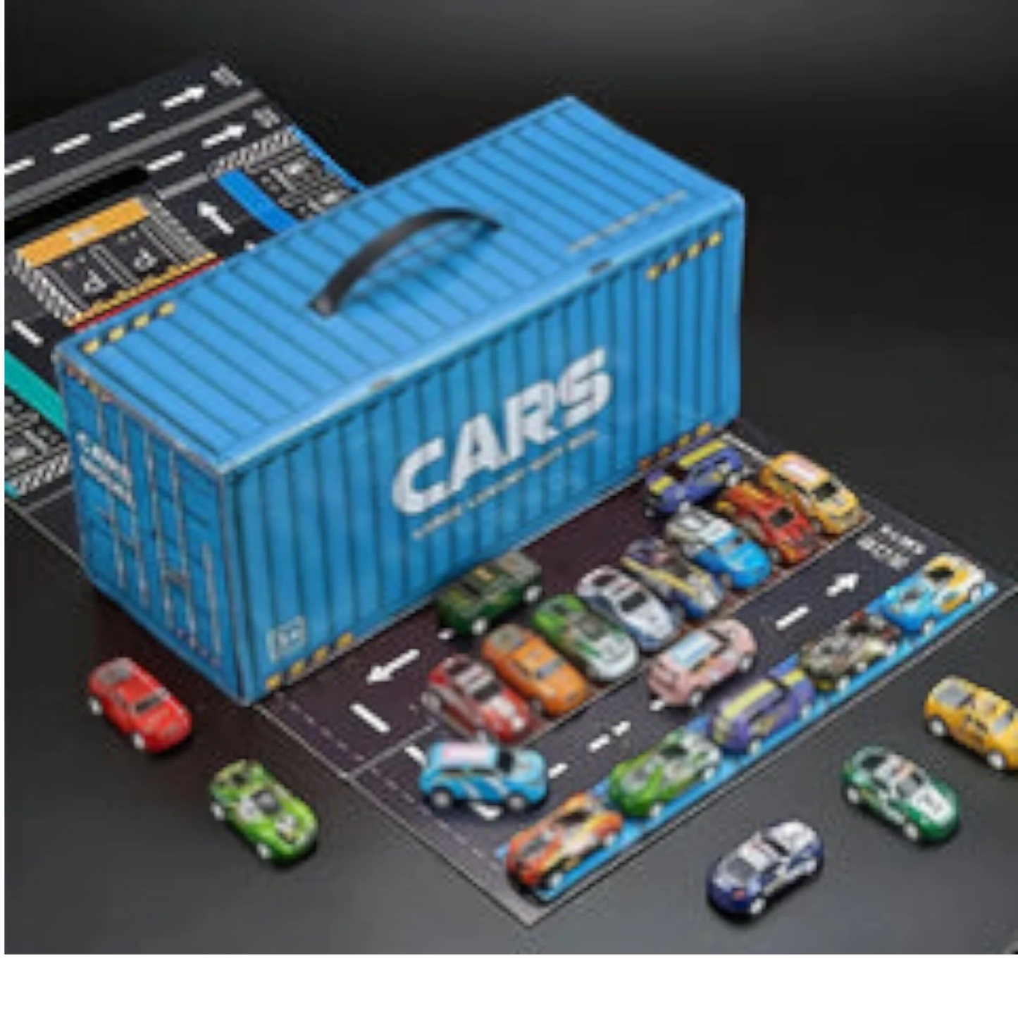 TIPTOP 48pcs Pull Back Cars Set, Alloy Racing Car, Toy Set with Container Storage & Foldable Road Map Play Mat, Friction Powered Vehicles for Kids Boys & Girls