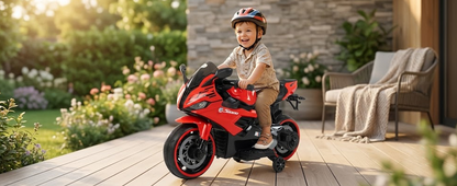 Toy House Battery Operated Ride-On Bike for Kids 2 to 6 Years - B011-Red