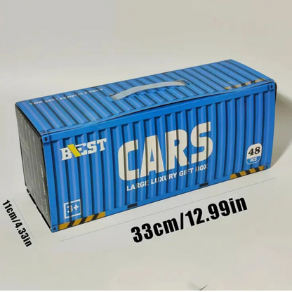 TIPTOP 48pcs Pull Back Cars Set, Alloy Racing Car, Toy Set with Container Storage & Foldable Road Map Play Mat, Friction Powered Vehicles for Kids Boys & Girls