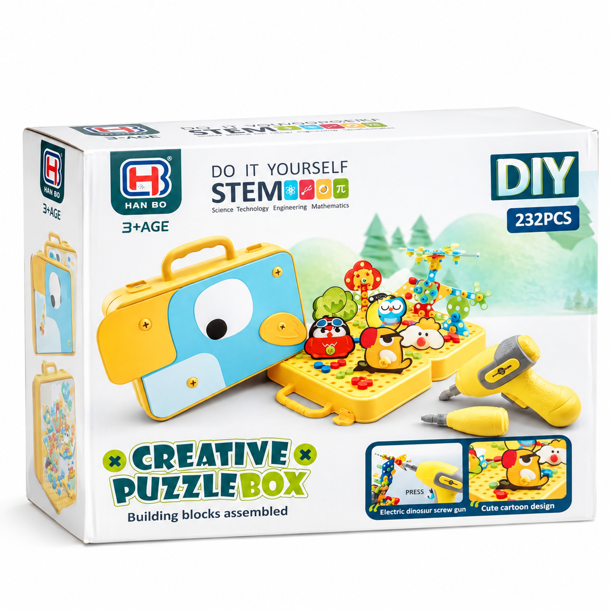 DIY Creative Puzzle Box 232 Pcs – STEM Building & Assembly Kit with Electric Screwdriver, Construction Toy