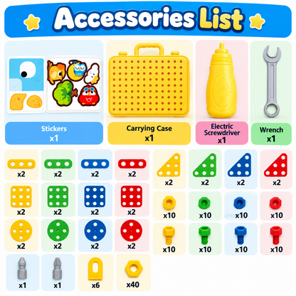DIY Creative Puzzle Box 232 Pcs – STEM Building & Assembly Kit with Electric Screwdriver, Construction Toy