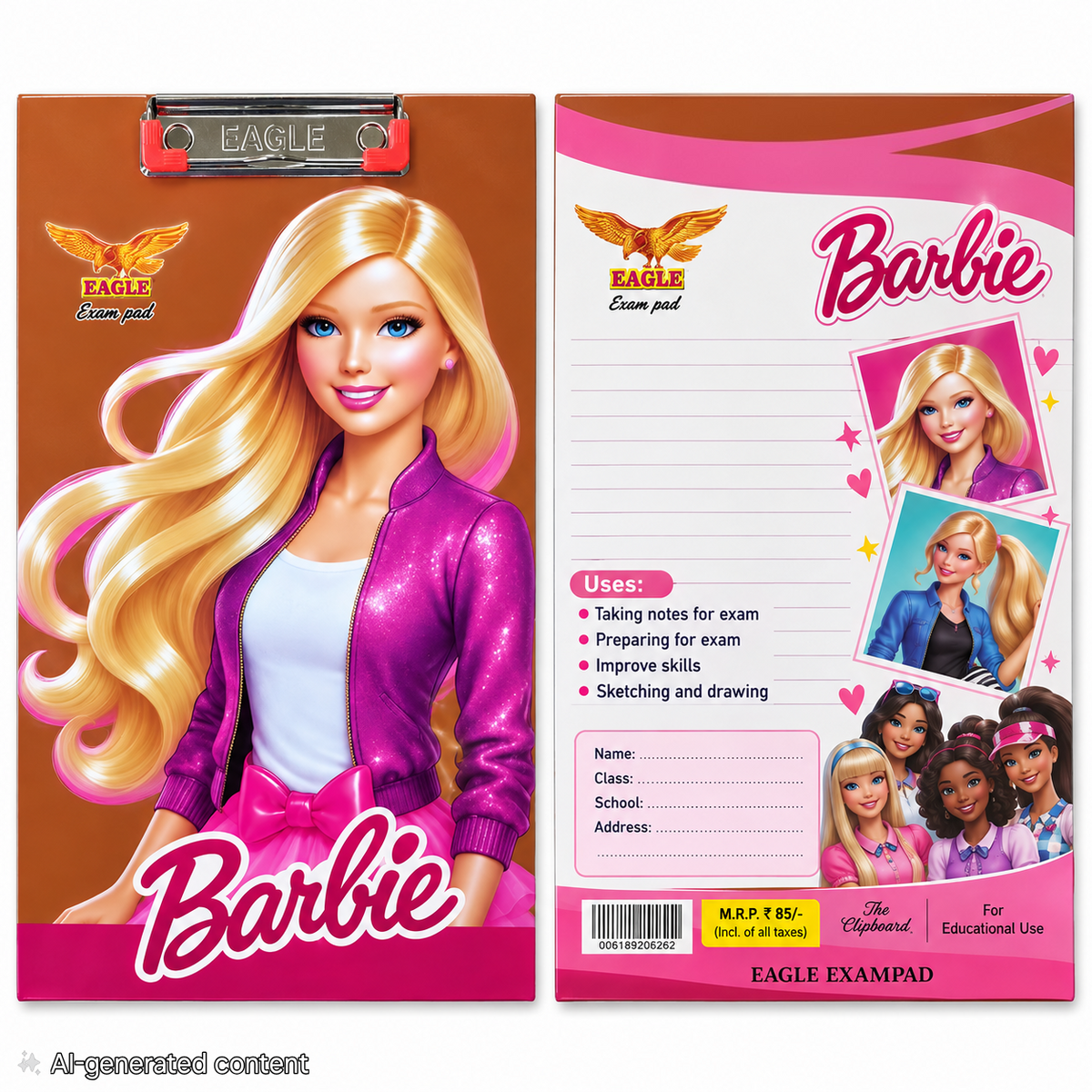 Girls Exam Pad Gold- 1 pcs Random