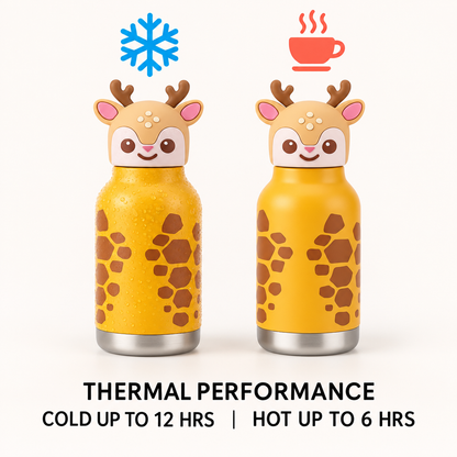 Kids Insulated Hot & Cold Water Bottle – 280 ml | Animal Silicon lids